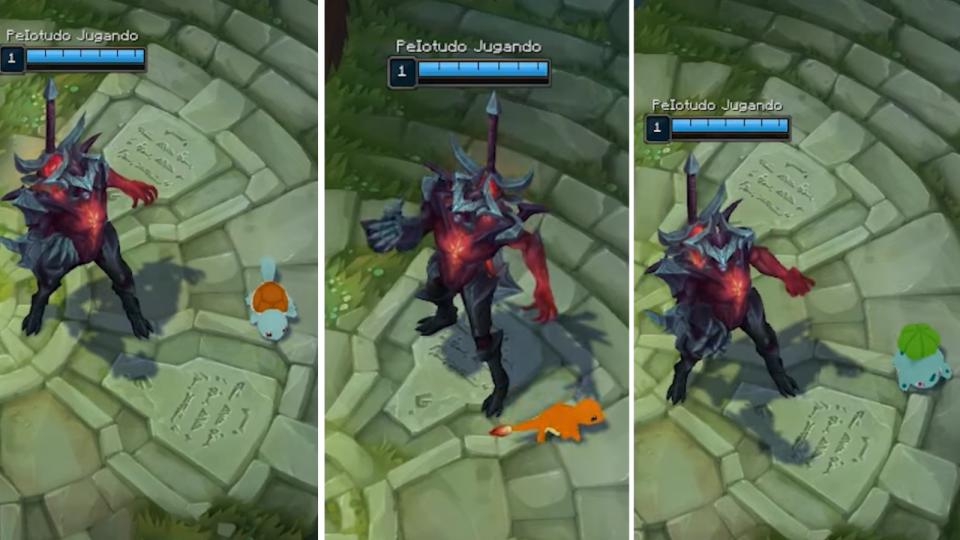 Temos que pegar todos eles?  Os pokémons iniciais Squirtle, Charmander e Bulbasaur como animais de estimação da selva.  (Foto: página Un Pelotudo Jugando no YouTube)