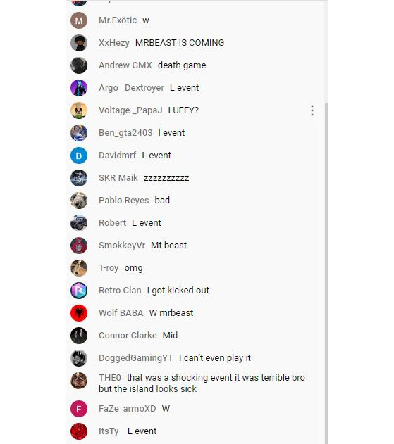Le tchat du direct, pas très content des choix faits par Epic Games.  -Fortnite: Battle Royale