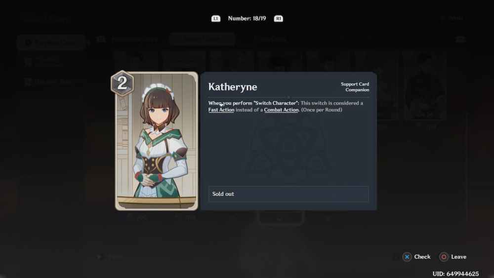 Carta de Ação Katherine em Genshin Impact