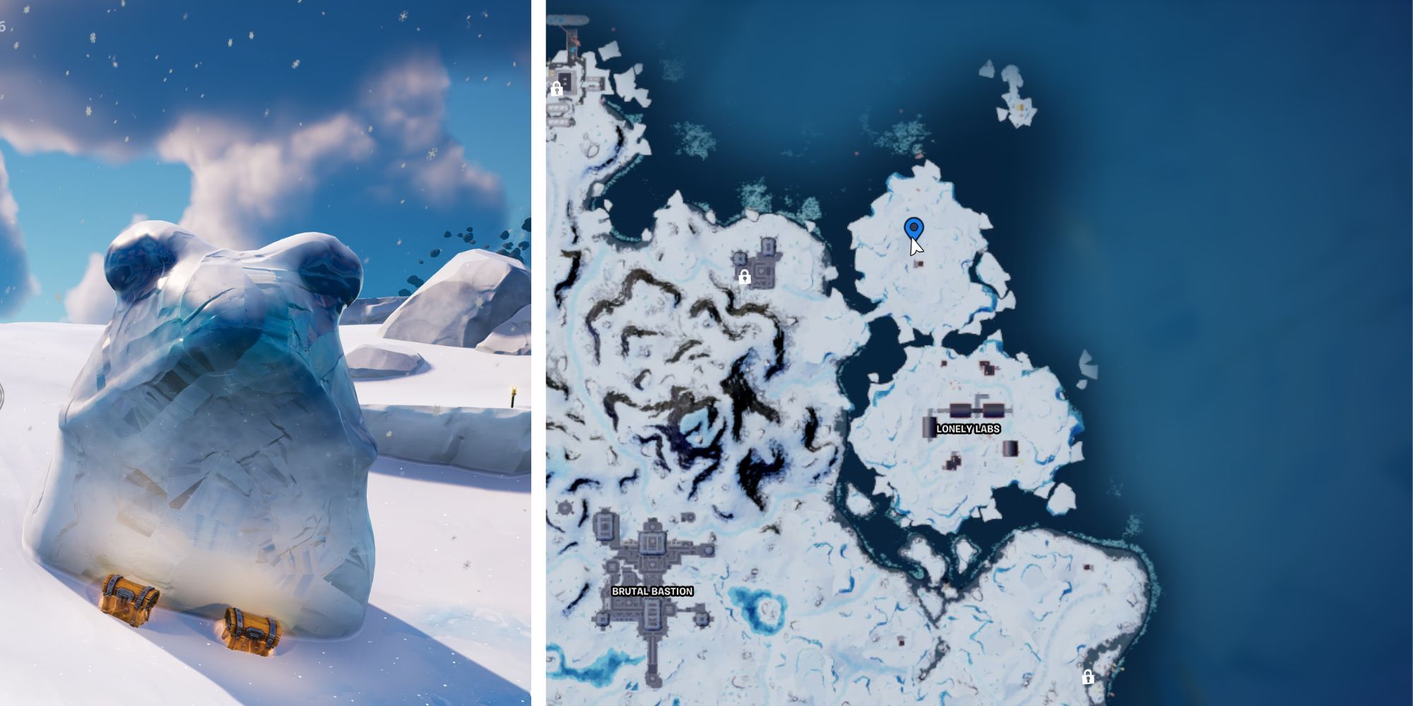 Escultura de Sapo de Gelo em Fortnite