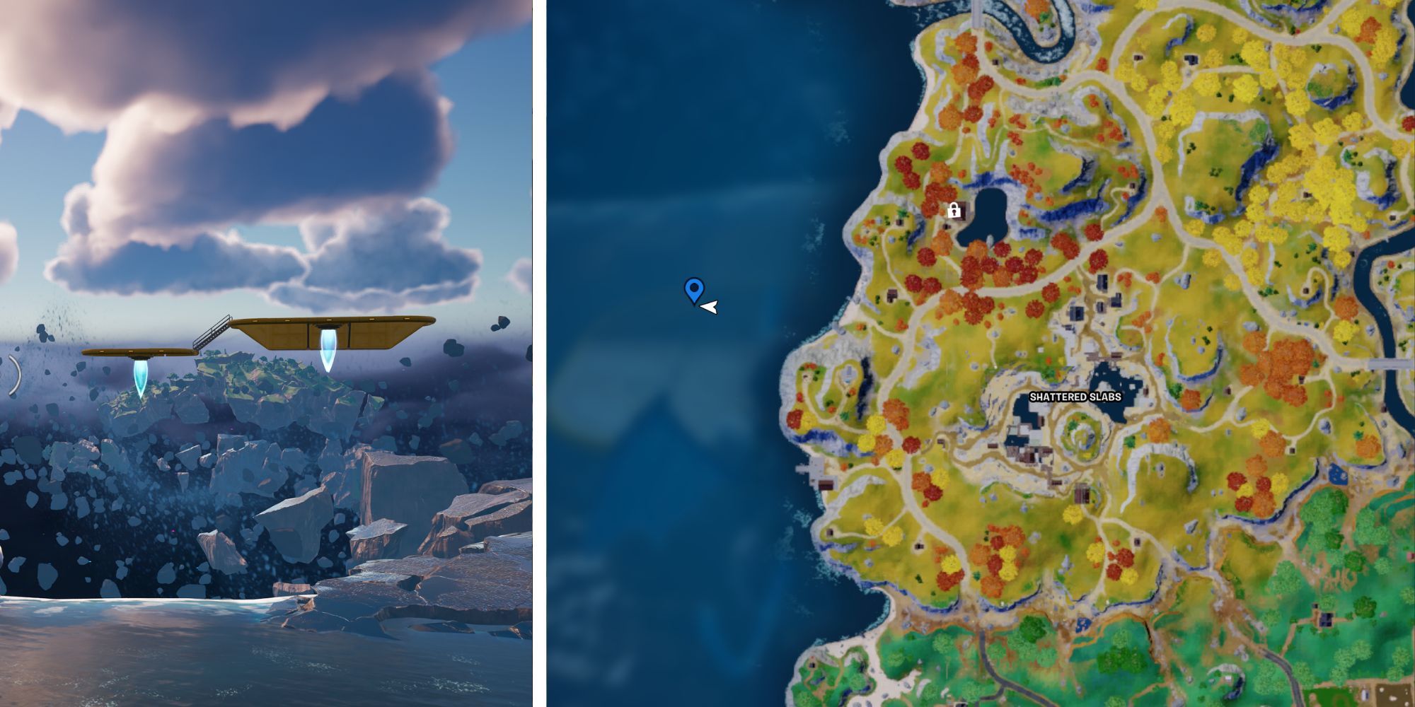 Plataforma flutuante estranha em Fortnite