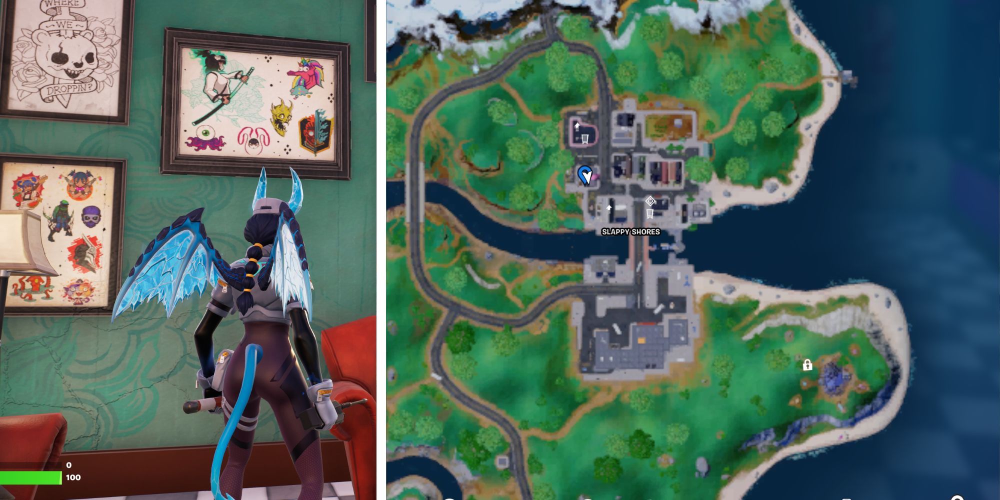 Loja de tatuagens em Slappy Shores Fortnite