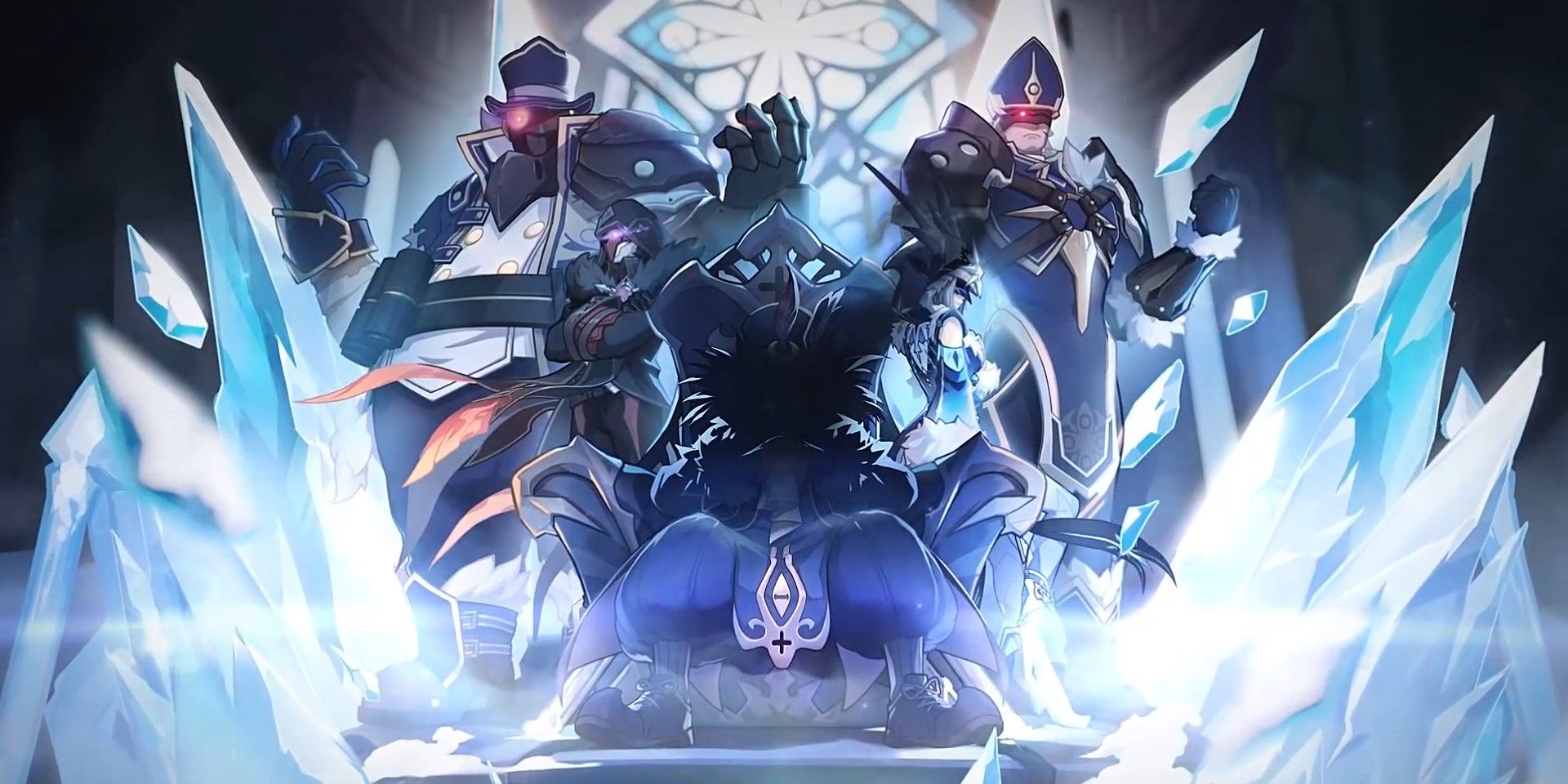 Pucinella com Fatui Harbingers de Genshin Impact