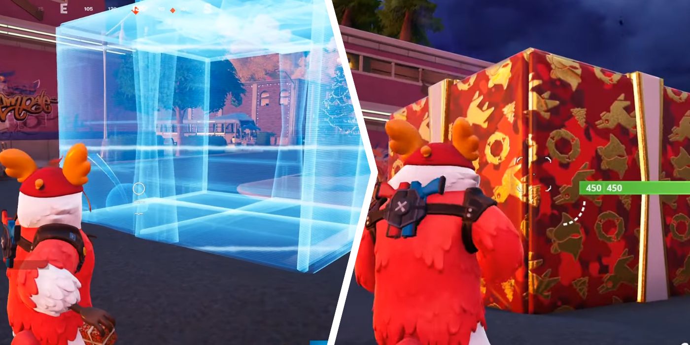 Jogando um presente de fim de ano no Fortnite