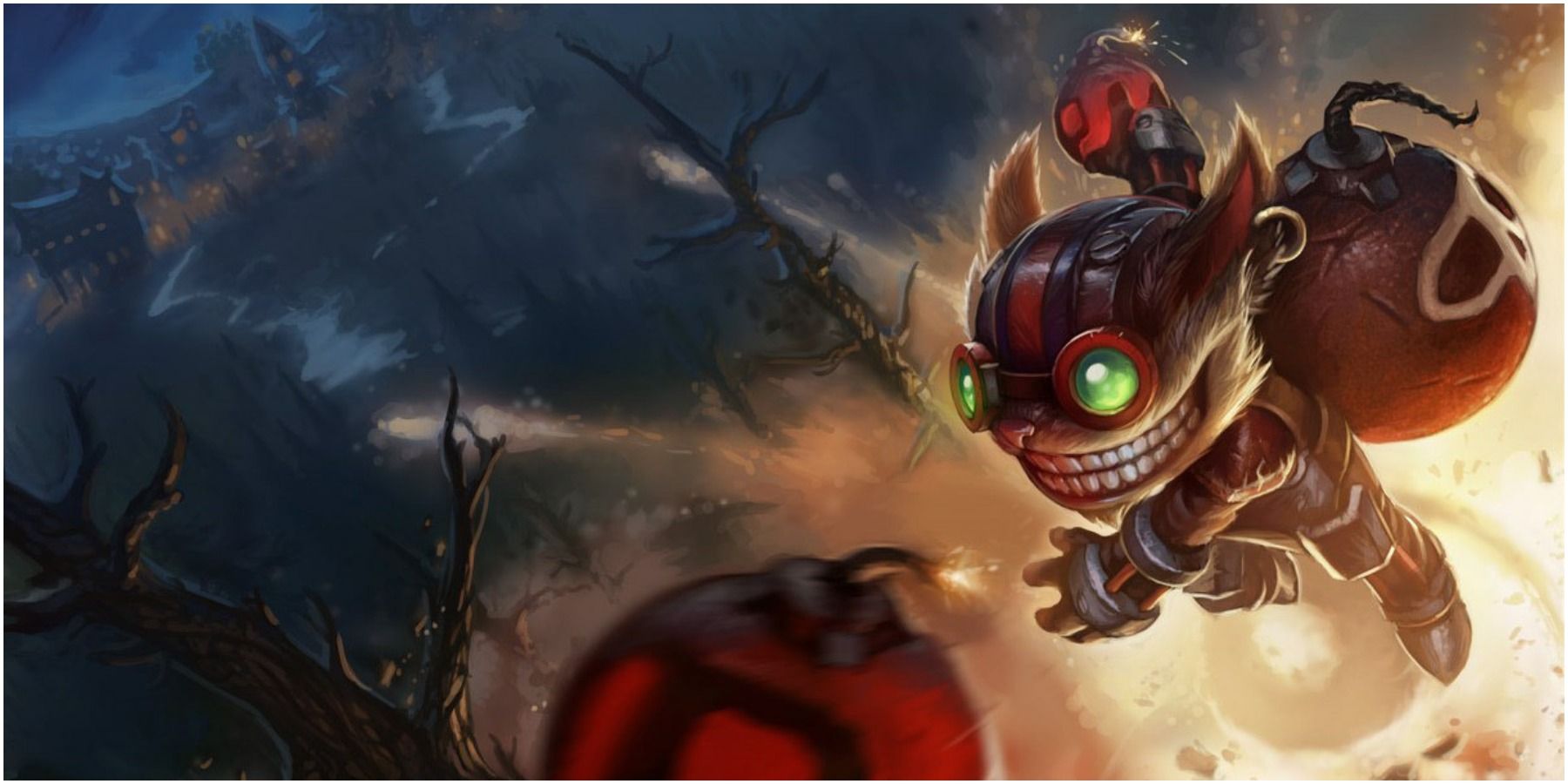 Ziggs jogando uma de suas bombas