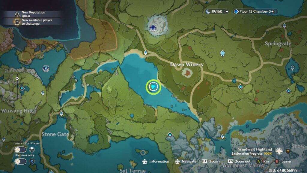 Genshin Impact - Locais de pesca de baiacu - Mondstadt - Vinícola Dawn