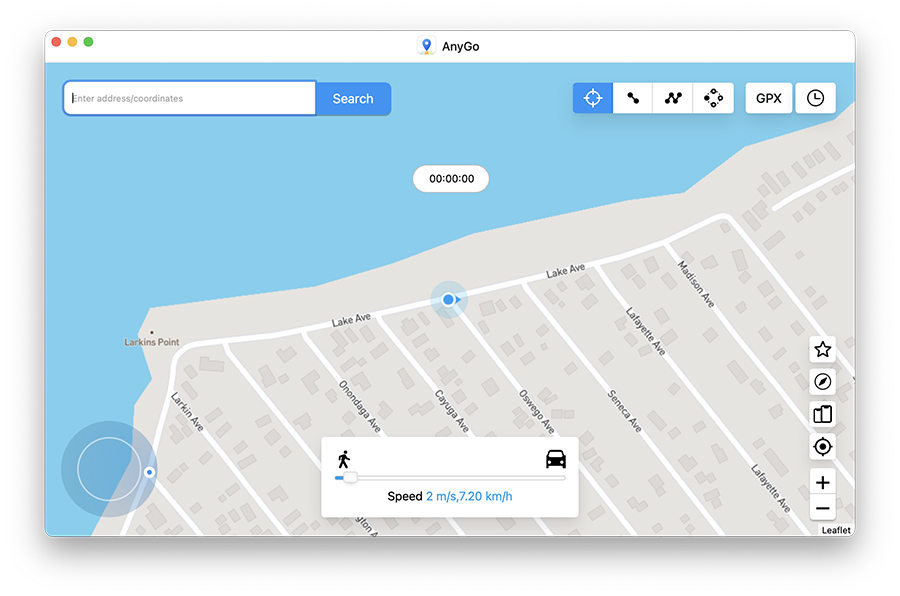 sua localização atual no mapa
