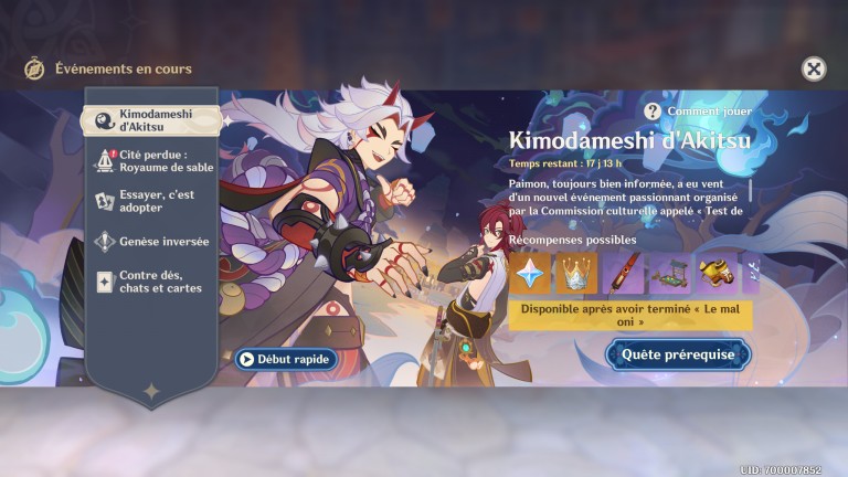 Genshin Impact, Kimodameshi d'Akitsu: Une arme exclusive et plus de 1000 primo-gemmes à y récupérer !