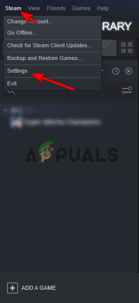 Abrindo as configurações do Steam