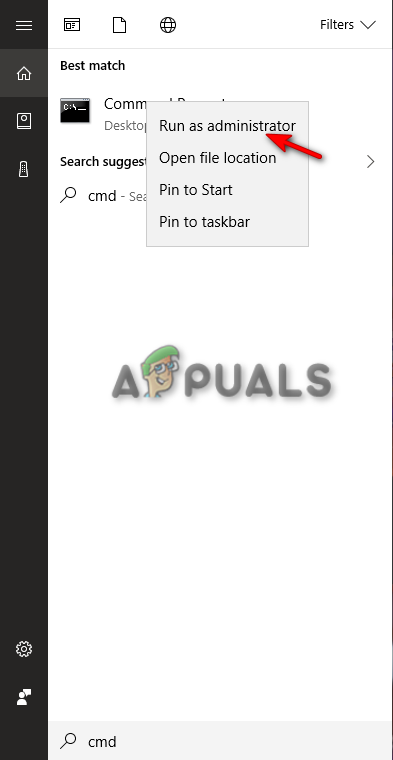 Executando o prompt de comando como administrador