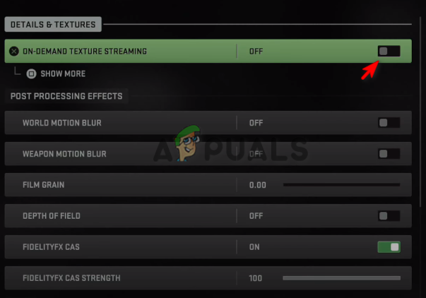Desativando o streaming de textura sob demanda do Warzone 2