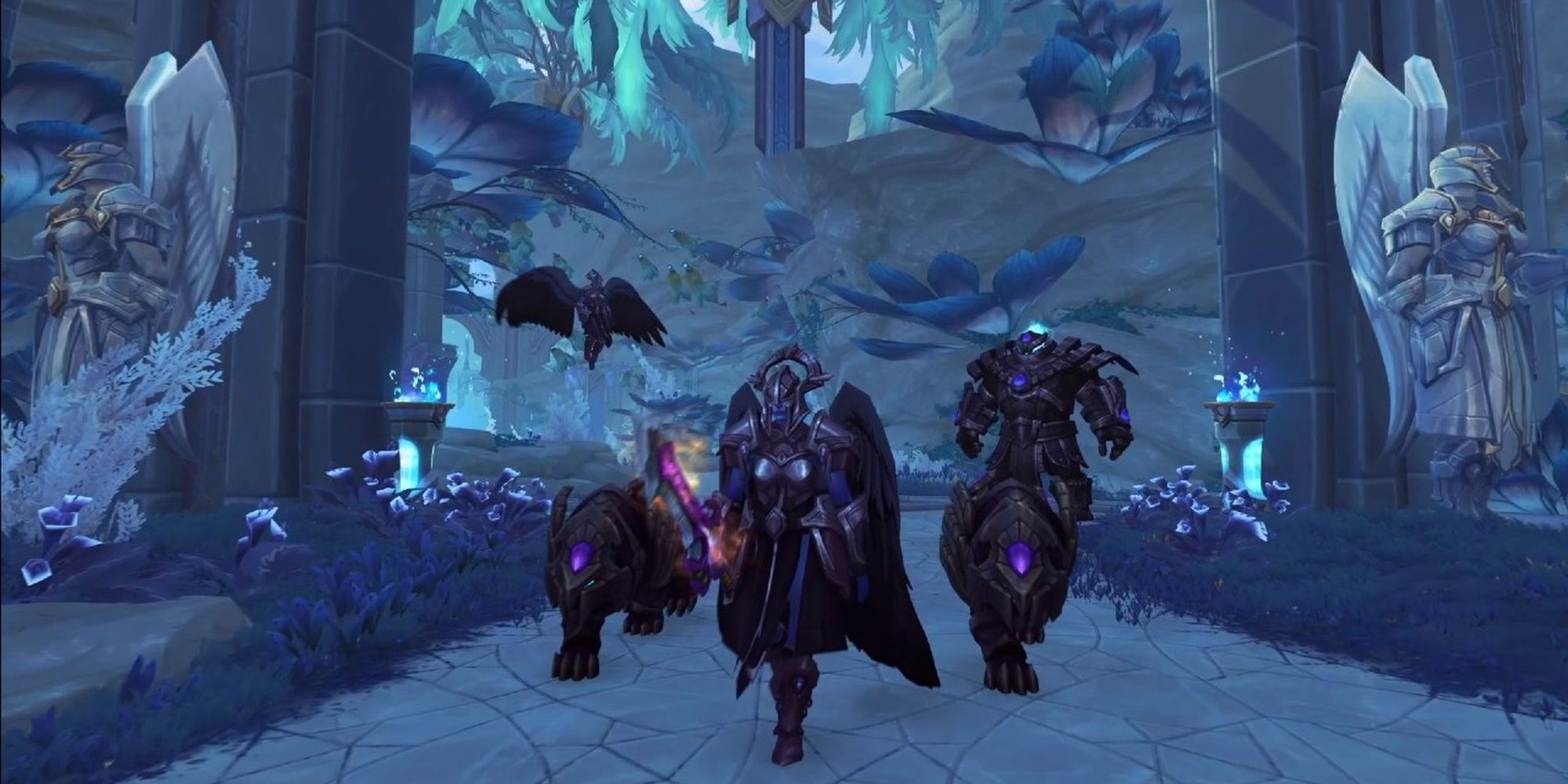 World Of Warcraft Shadowlands: grupo completo explorando o deserto