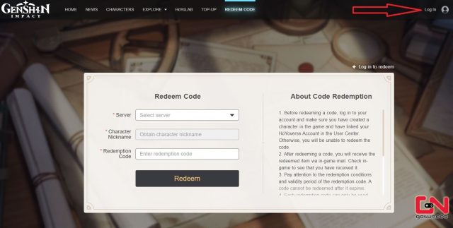 Resgate do Código de Impacto Genshin