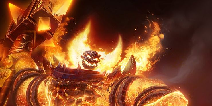 Laval Giant Ragnaros agitando sua maça no videogame World of Warcraft
