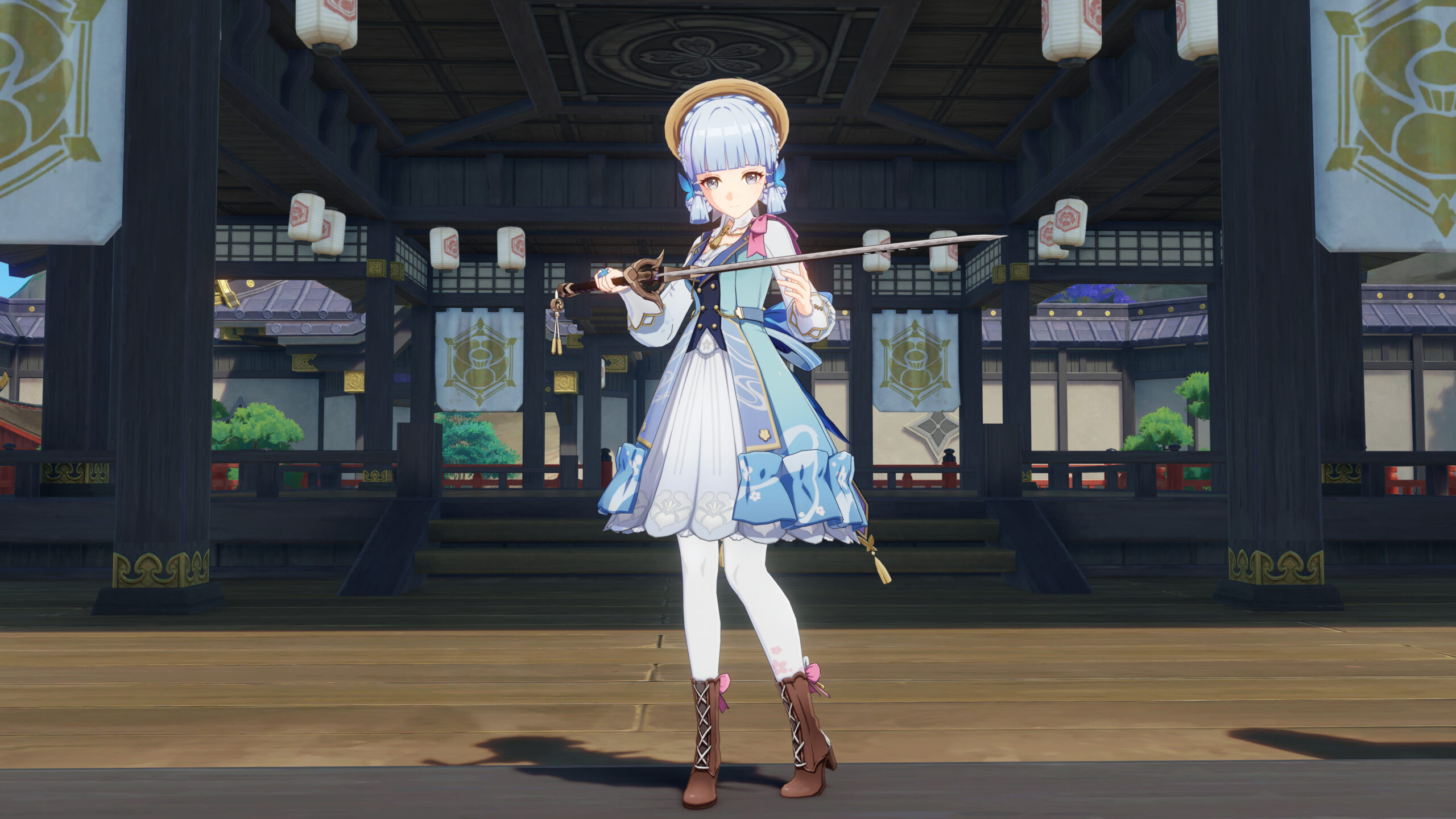 Kamisato Ayaka mostra sua roupa Teyvat Style via Genshin Impact (2020), miHoYo