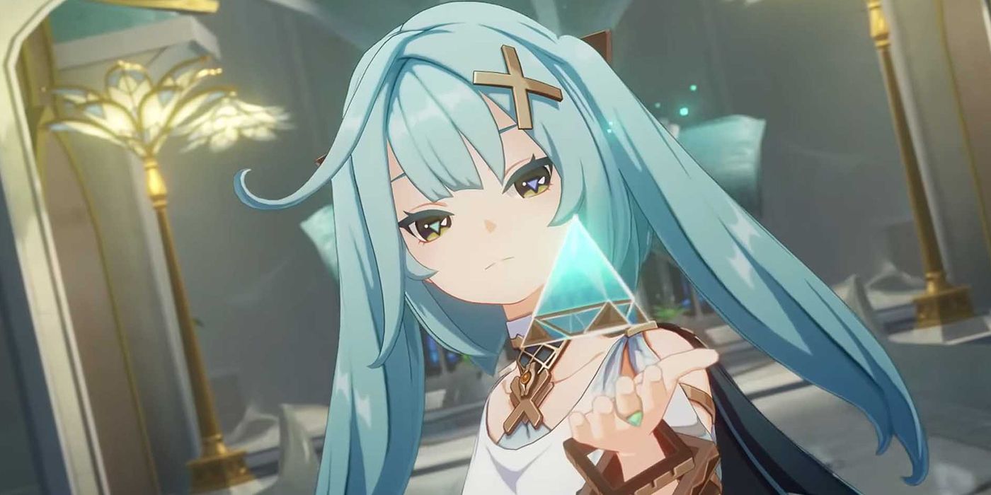 Faruzan de Genshin Impact fazendo um poliedro em sua mão
