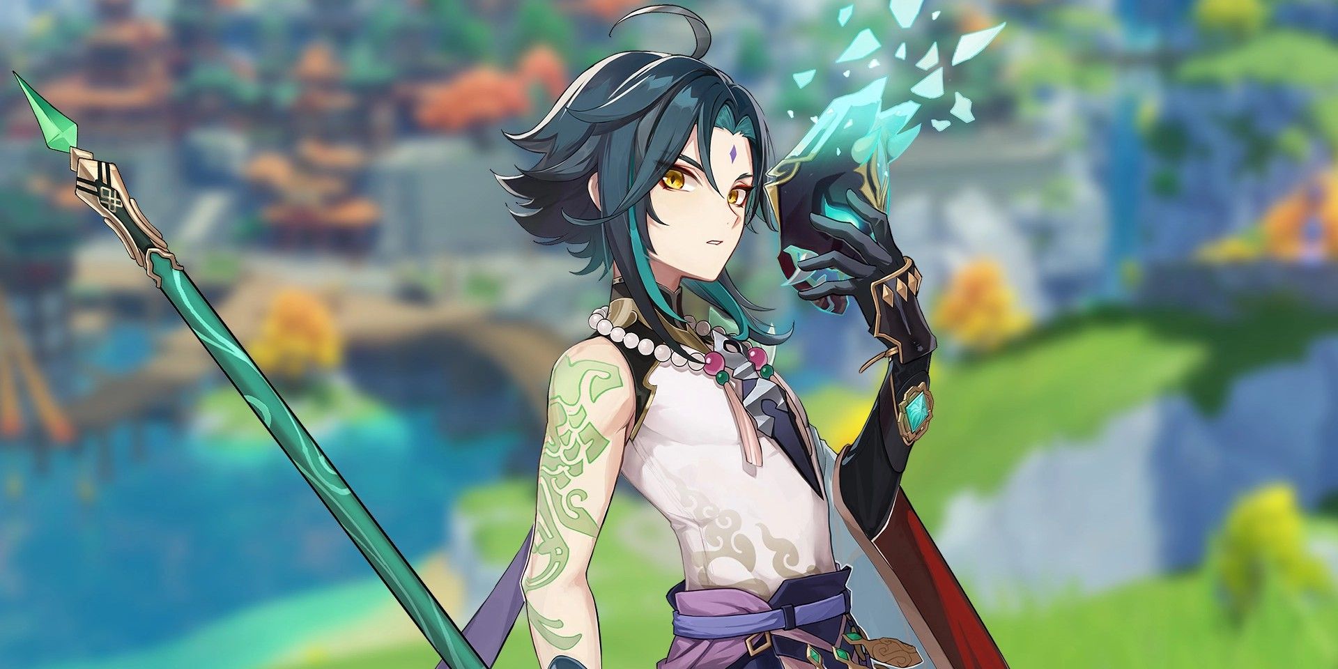 Xiao posa em arte para o impacto genshin