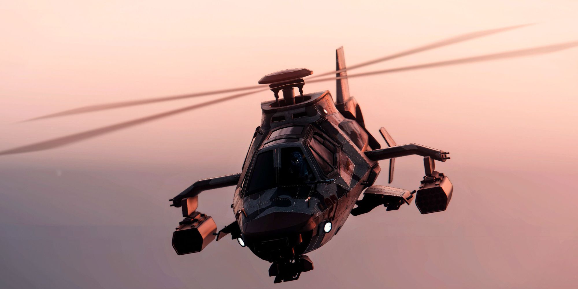 O Helicóptero Akula no GTA Online voa pelo céu nublado
