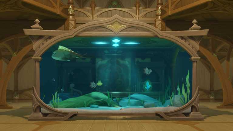 Como colocar móveis dentro de tanques de peixes em Genshin Impact