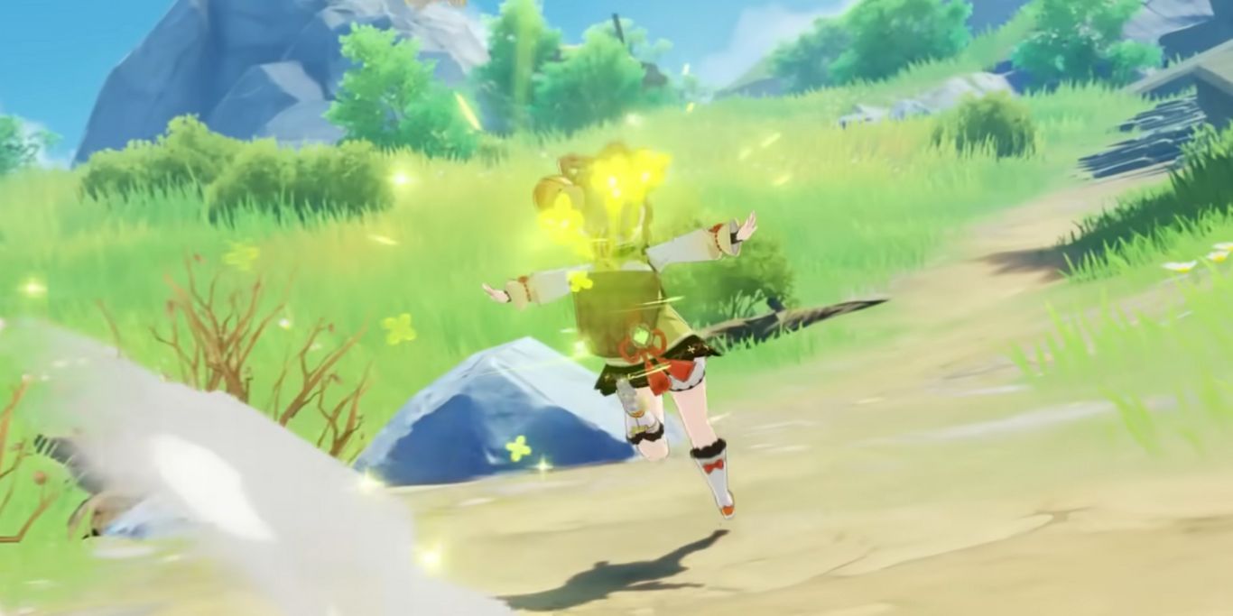 Genshin Impact Yaoyao fugindo em explosão