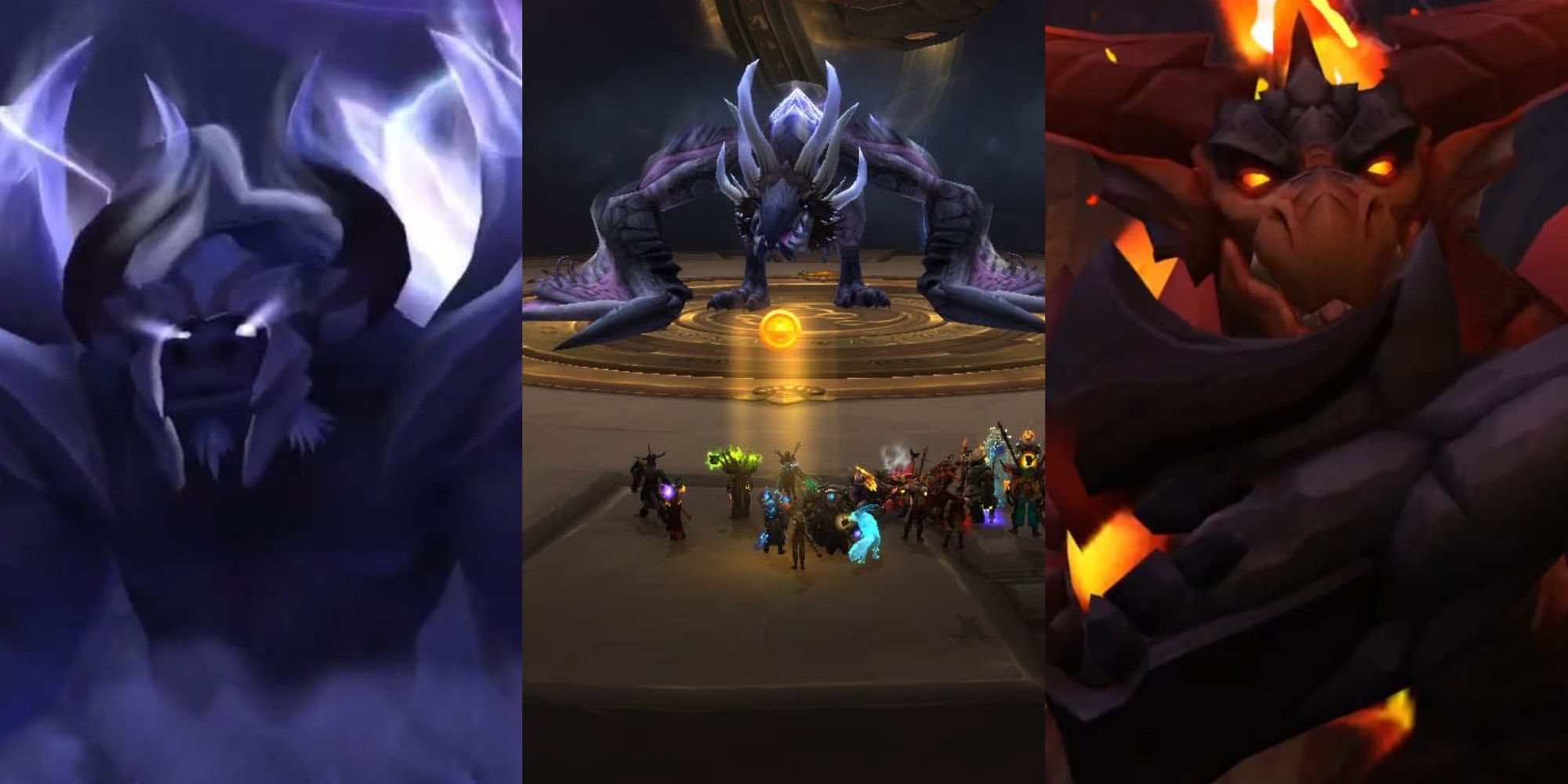 Colagem de World of Warcraft de três dragões - Kurog, Eranog e Raszageth