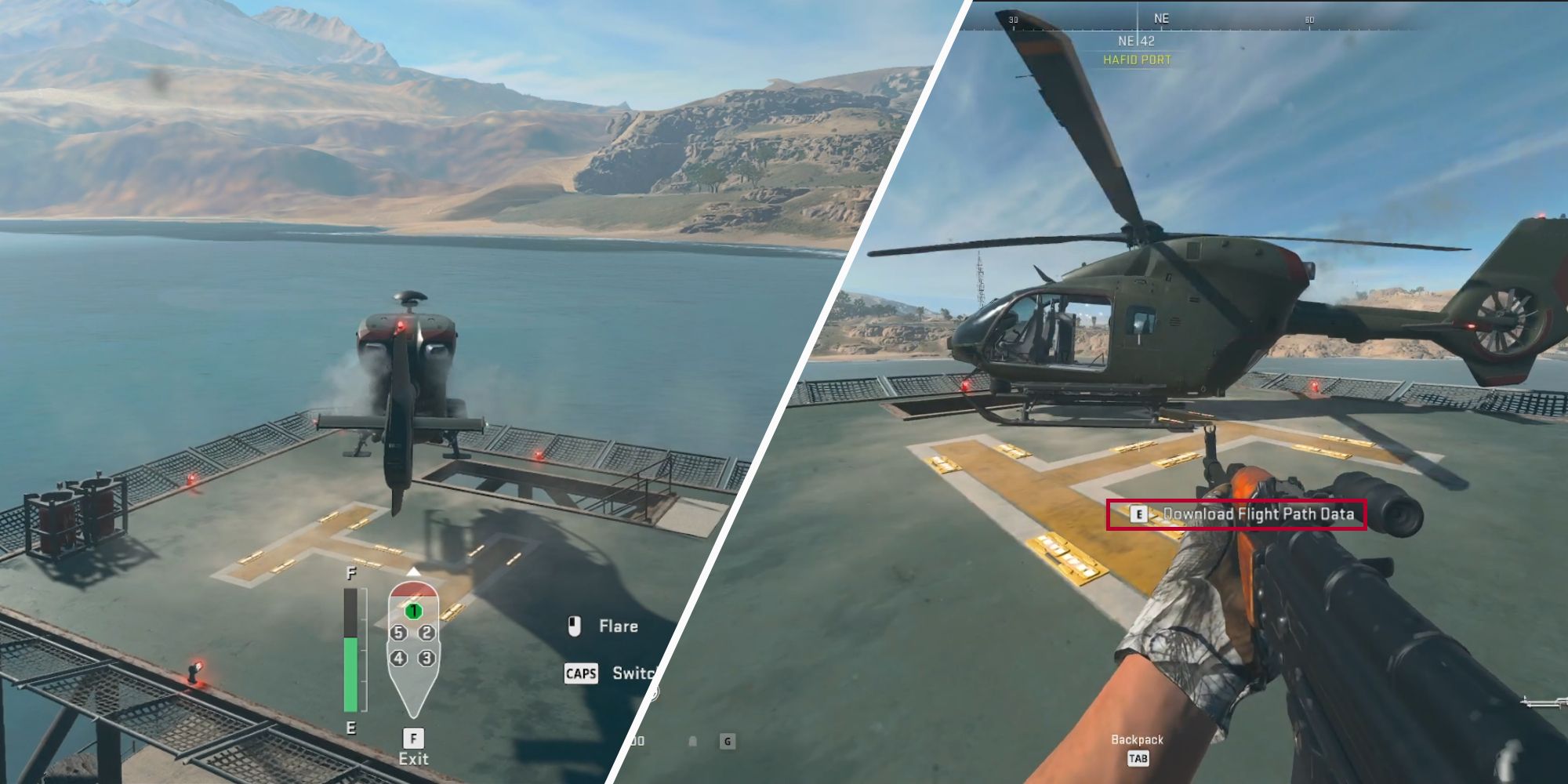 baixando os dados da trajetória de voo do helicóptero leve no Warzone 2 DMZ)