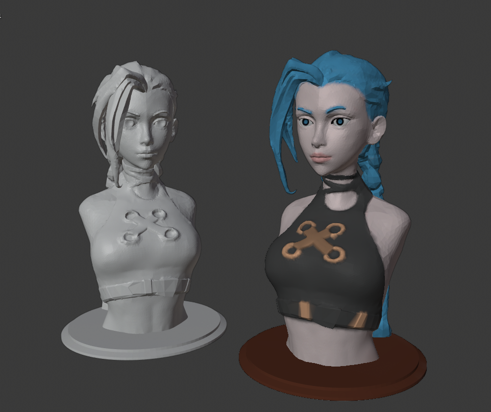 jinx-bust-colored.png STL file Jinx Arcane/League of legends bust miniature・3D printer design to download