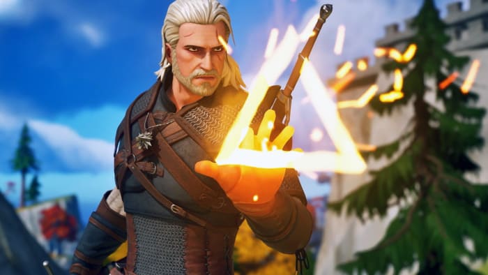 Geralt de Rívia em Fortnite.
