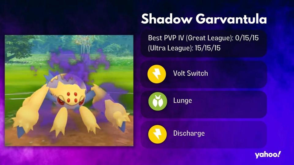 Shadow Garvantula é uma adição bastante forte à sua Grande Liga, embora possa consumir muitos recursos para a Ultra Liga. (Foto: Niantic)