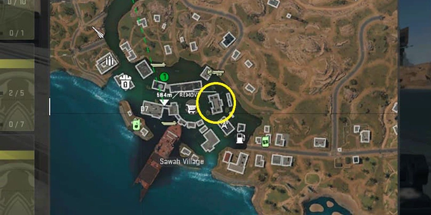 Mapa de localização do Siwah Hotel em Warzone 2 DMZ