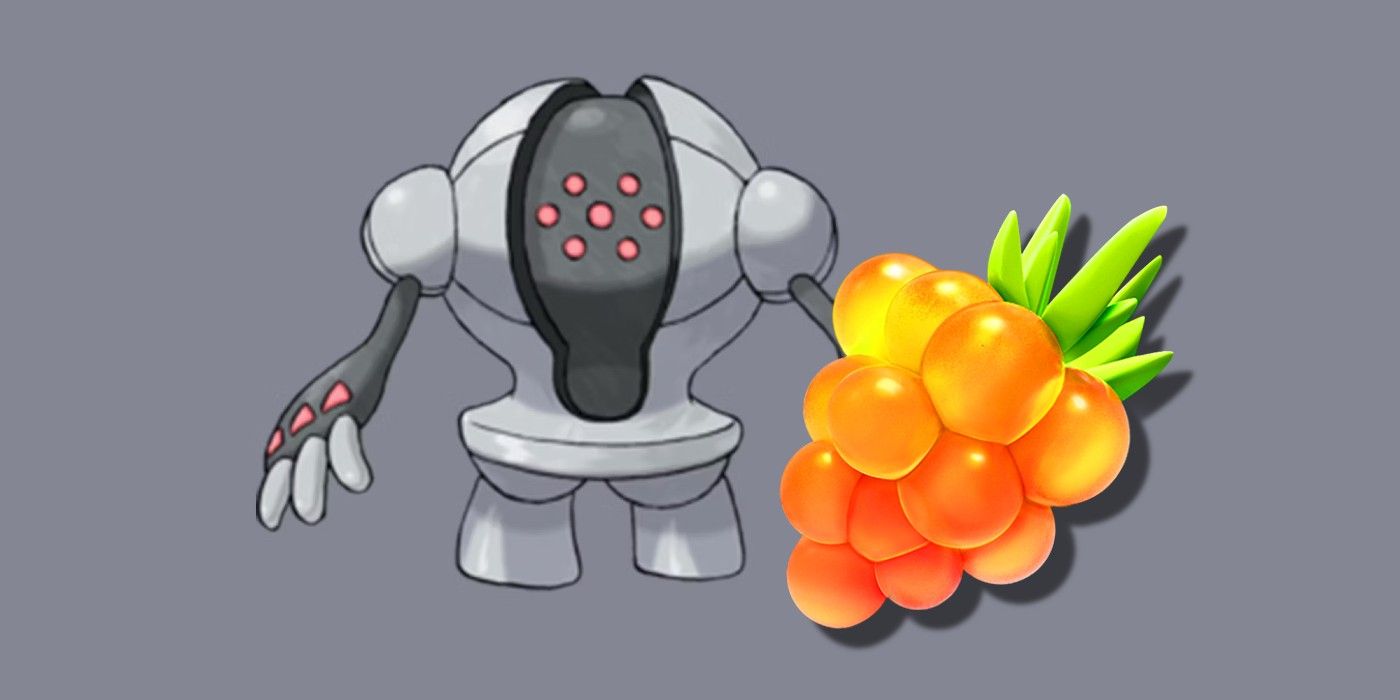 Um Registerll ao lado de uma baga Golden Razz em Pokemon Go
