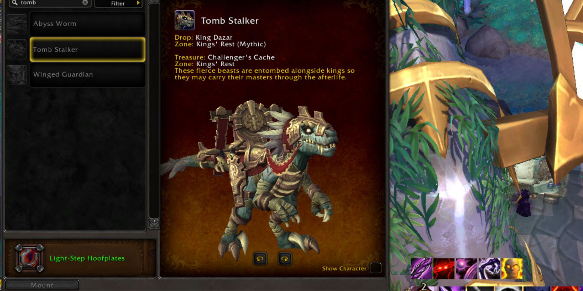 World of Warcraft um dinossauro fossilizado envolto em bandagens