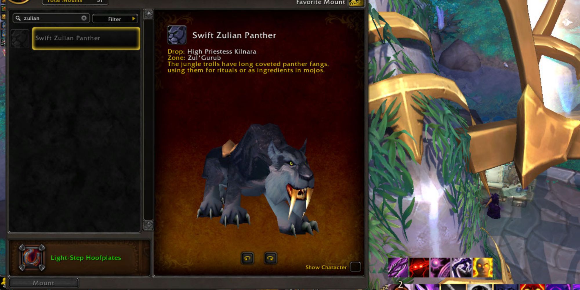 World of Warcraft um sabre noturno preto com longas presas