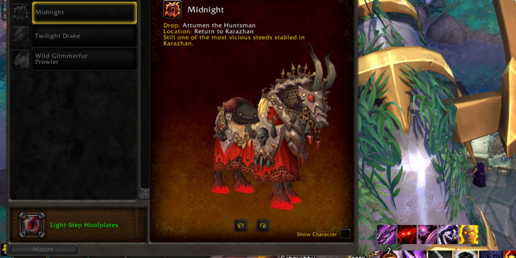 World of Warcraft um cavalo de guerra infernal adornado com caveiras