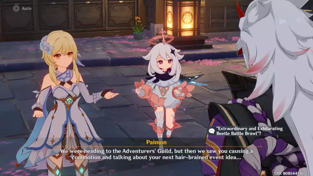 Fale com Arataki Gang perto da Adventurer's Guild em Inazuma.