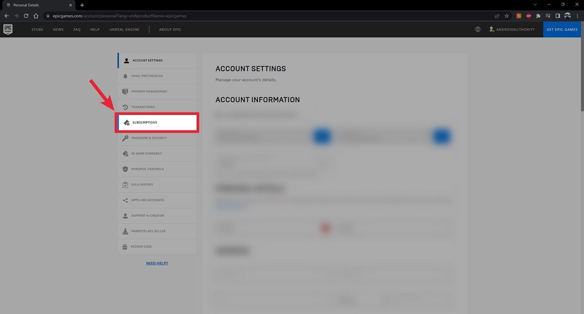 vá para a aba de assinaturas no site da epic vá para a aba de assinaturas no site da epic