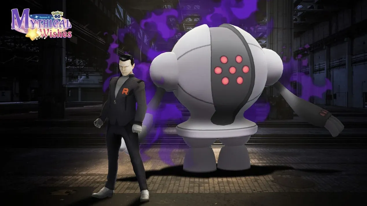 Giovanni ao lado de um Shadow Registeel em Pokemon GO