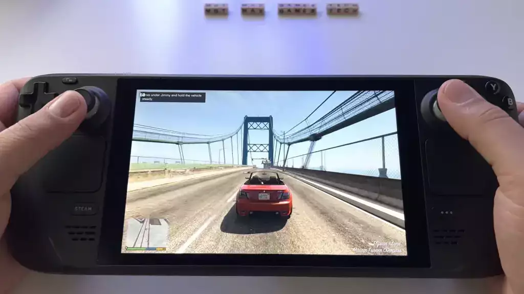 GTA V rodando no Steam Deck a 60 FPS.