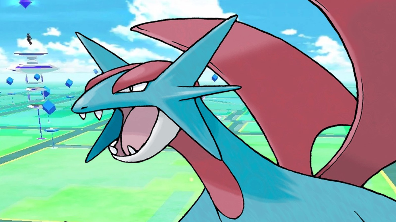 Salamence assume Pokemon Go Gym em falha ocular aterrorizante