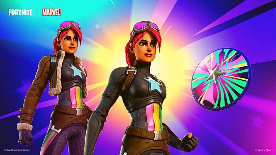Pacote Fortnite Capitão América e Britestar Skin