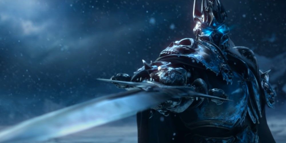 World of Warcraft, o Lich King empunhando a espada amaldiçoada Frostmourne