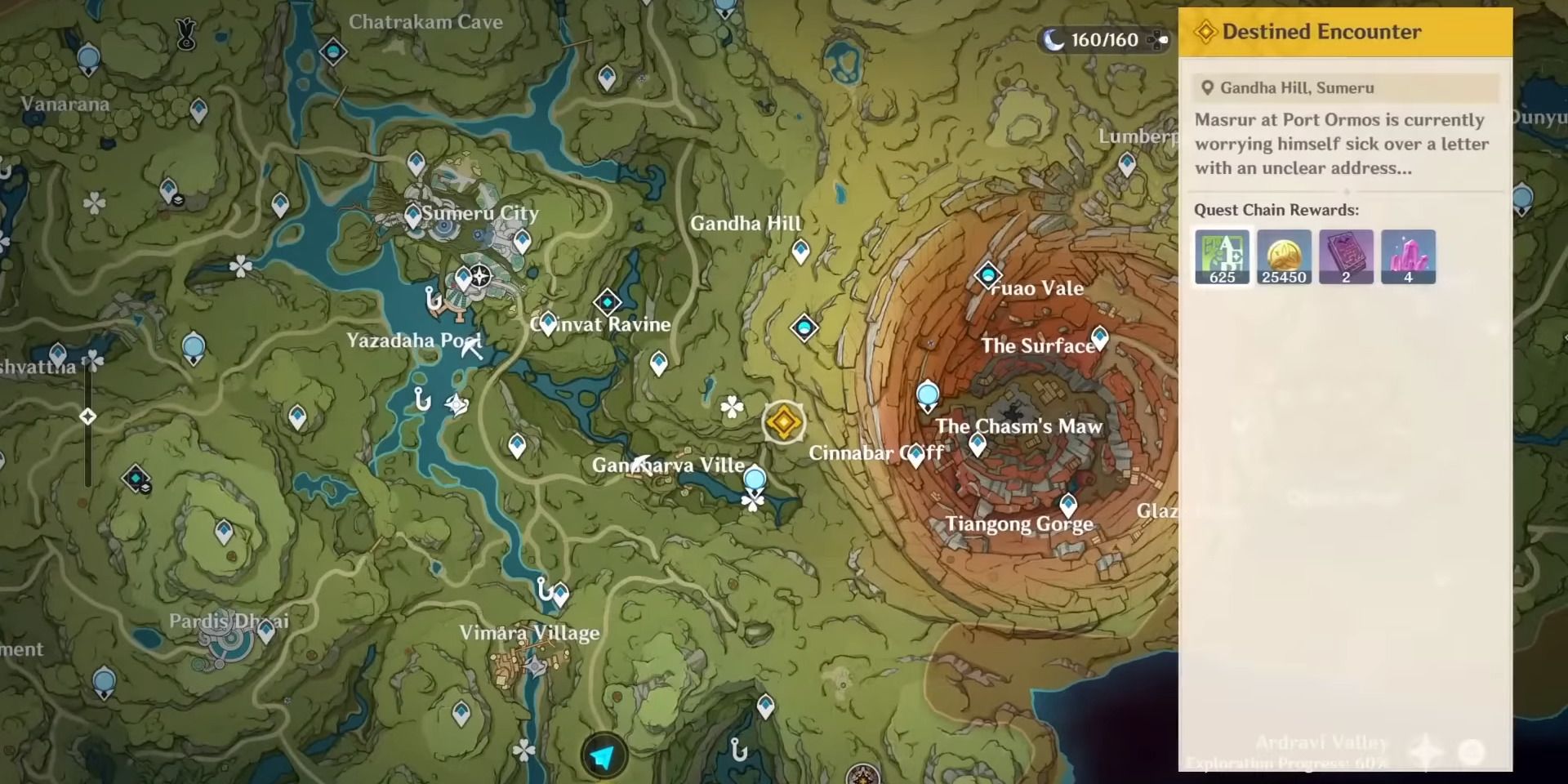 Imagem da localização no mapa da segunda área em Destined Encounter in Genshin Impact.