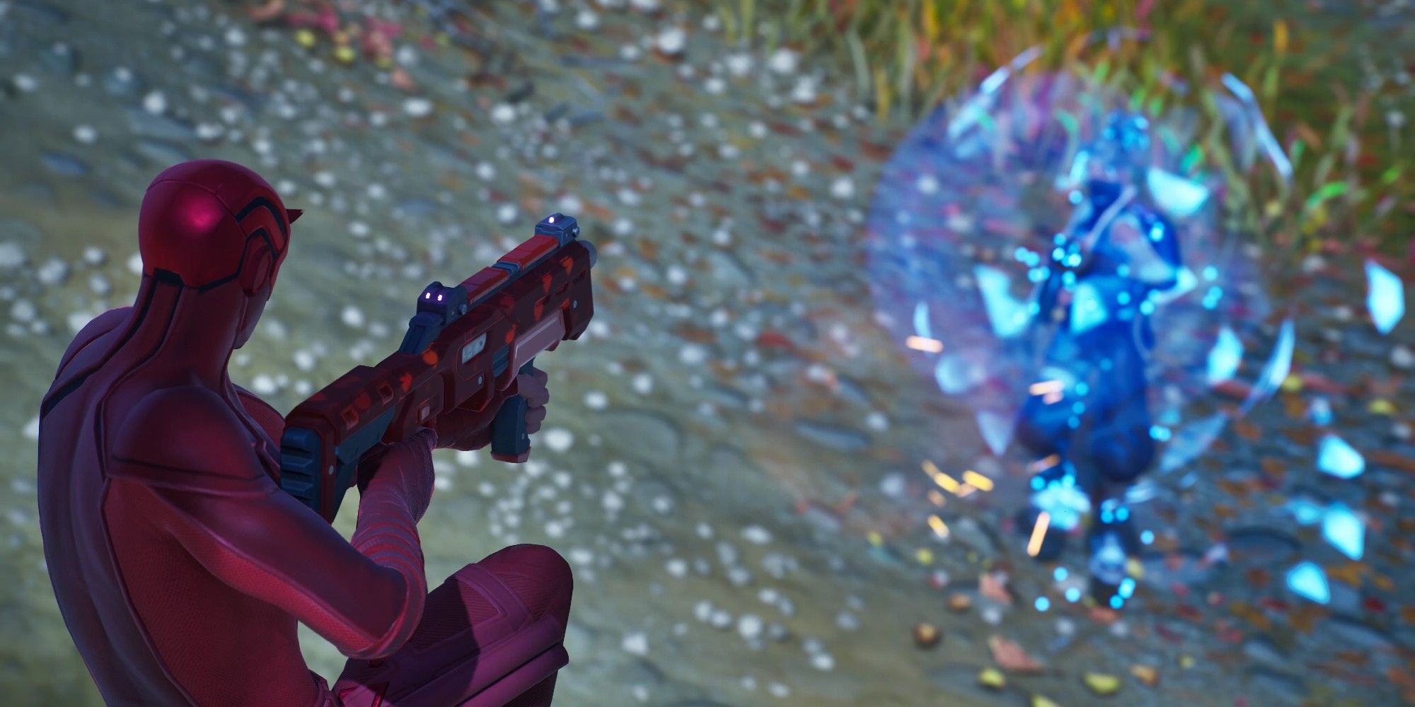 jogador fortnite atirando na espingarda bomba havoc