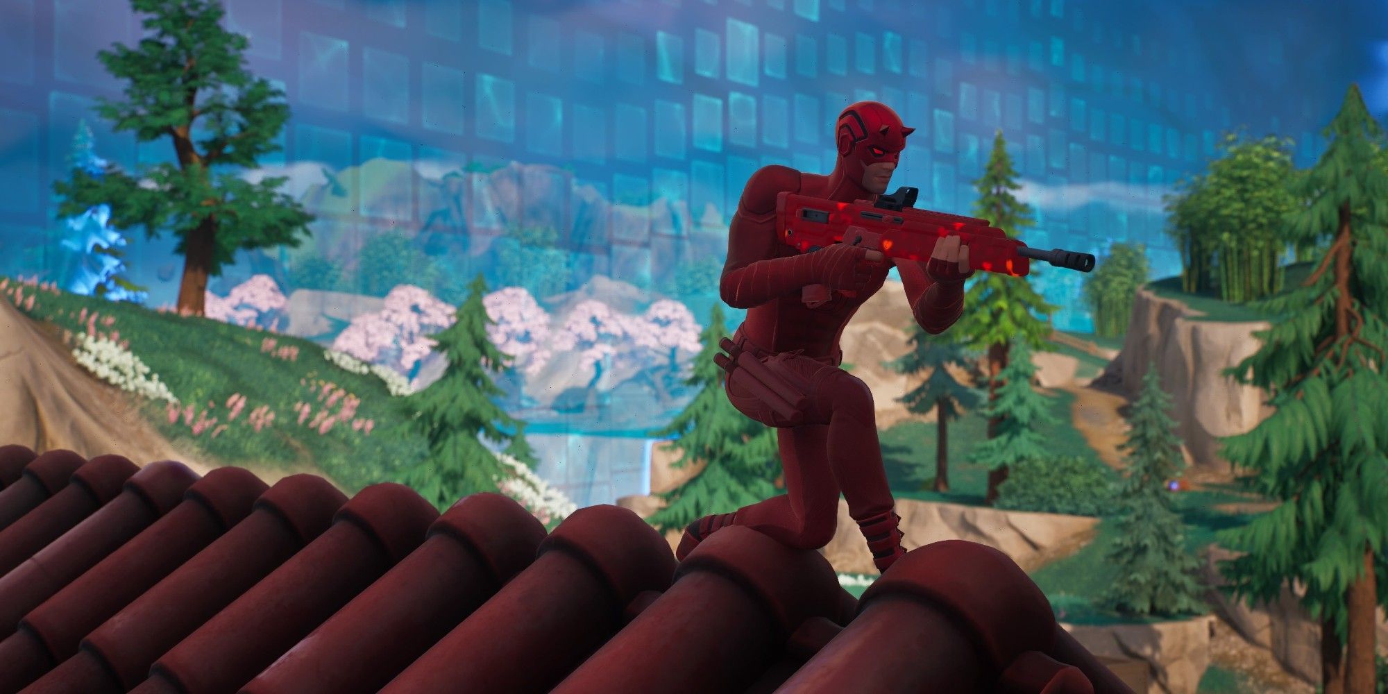 fortnite temerário com rifle de assalto de olho vermelho