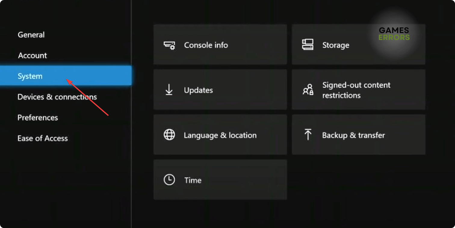indo configurações do sistema xbox