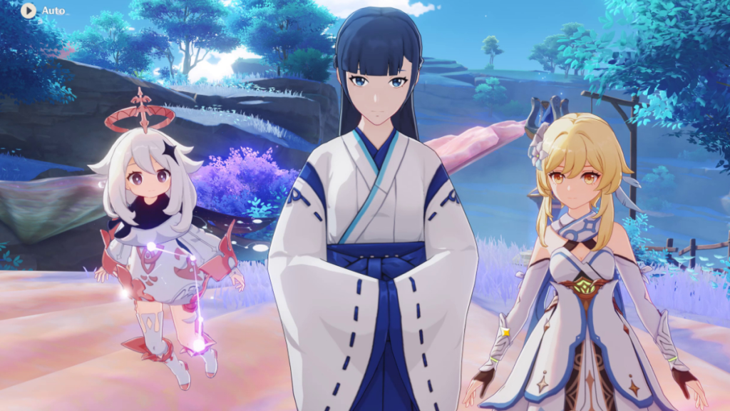 Falando com Tsuyuko para desbloquear Enkanomiya em Genshin Impact