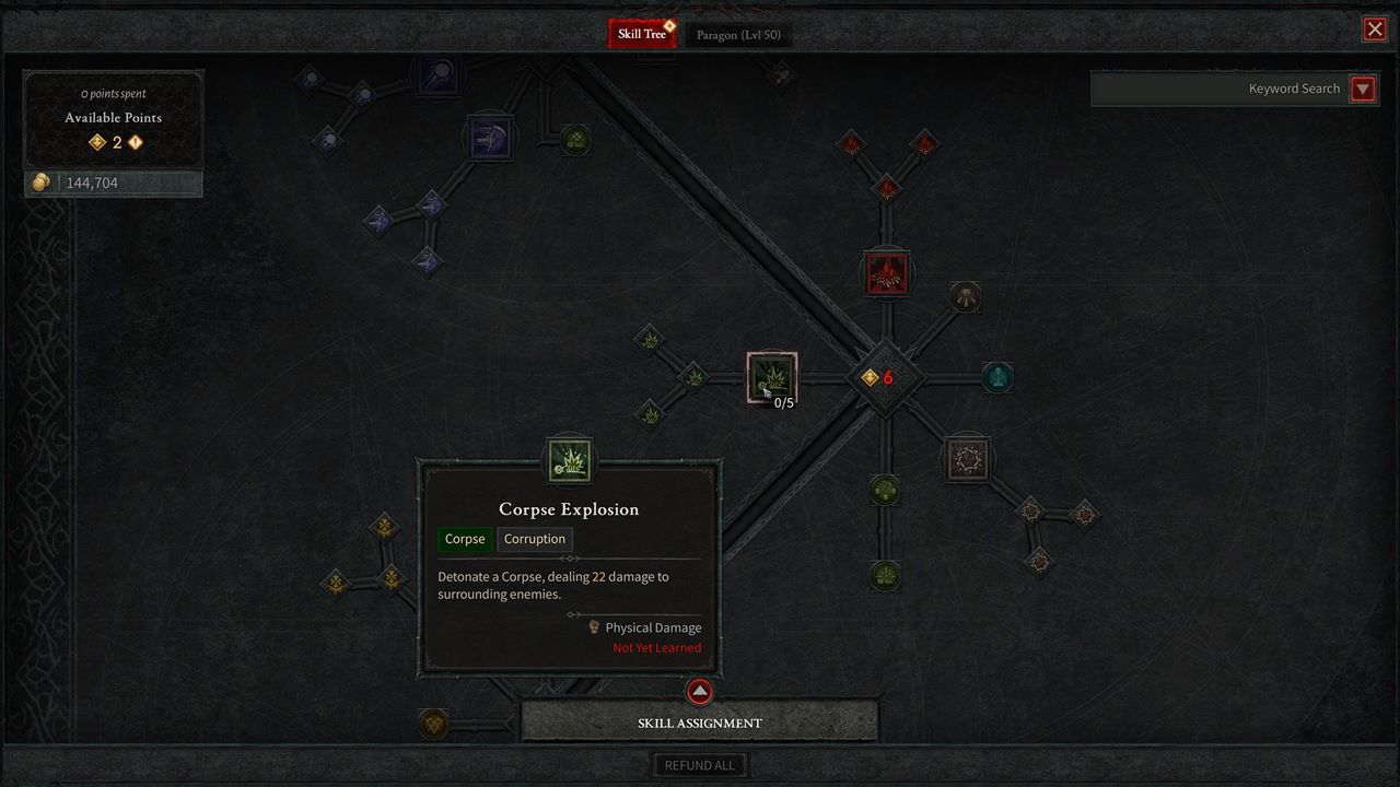 A Corpse Explosion é uma das habilidades mais populares do Necromancer, e com razão.  Você vai explodir cadáveres e, com toda a probabilidade, criar novos cadáveres para ainda mais destruição.