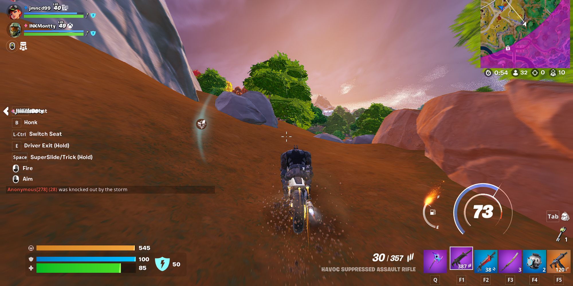 Fortnite John Lhama andando de bicicleta.
