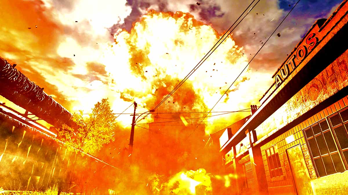 A player's view of a nuclear explosion in Call of Duty: Modern Warfare, triggered by achieving a high killstreak.