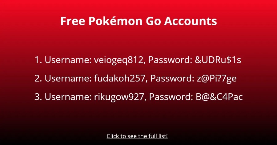 Contas gratuitas de Pokémon Go